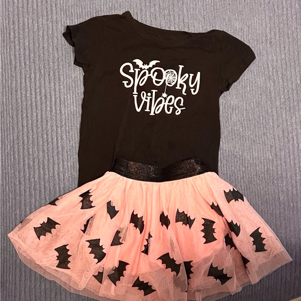 Hunny Bee Kids Spooky Vibes Black and Pink Girls Halloween outfit 5/6Y